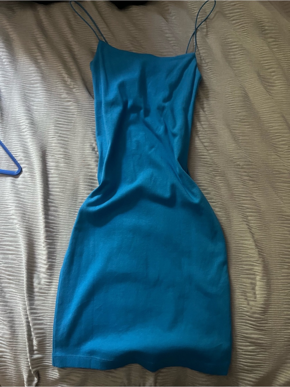 Zara Blue Slip Mini Dress with Spaghetti Straps
